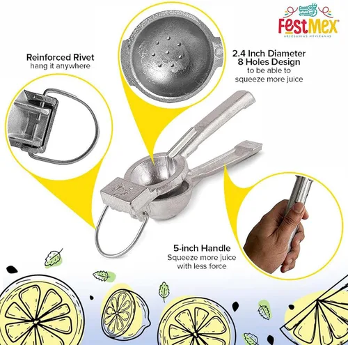 Miniatura 3 de Exprimidor de limones Exprimidor de cítricos de aluminio fundido de alta calidad, exprimidor de jugo de mano, 2.4 pulgadas, grande, hecho en México