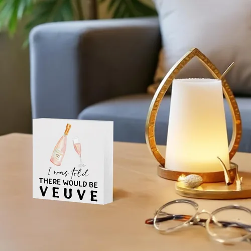 Miniatura 3 de Cartel de madera de champán rosa divertido, regalo de anfitriona de champán para mujeres, diseño de vino espumoso Grandmillennial, placa decorativa