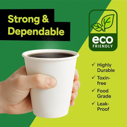 Miniatura 6 de EconoHome Paquete de 50 tazas de papel desechables para café de 8 onzas - Tazas de papel para bebidas calientes y frías, té, agua y jugo