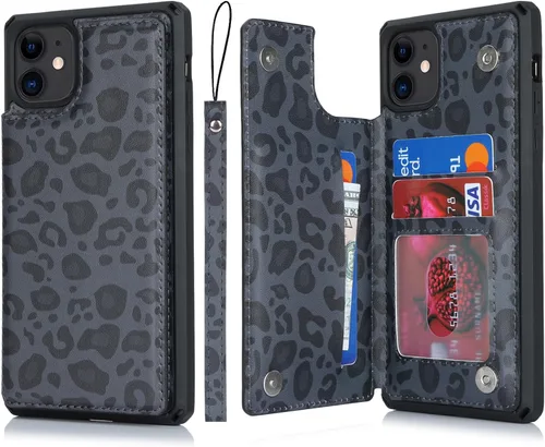 Miniatura 35 de Cavor para iPhone 11 Funda con tarjetero, para iPhone 11 Funda tipo cartera para mujeres y hombres, Funda para teléfono tipo cartera con soporte