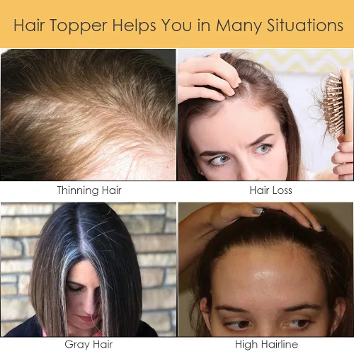 Miniatura 7 de MY-LADY Extensiones de cabello humano para mujeres, cabello natural 10 * 12CM, base de seda con encaje, densidad 130%, pasadores Remy, 6 pulgadas