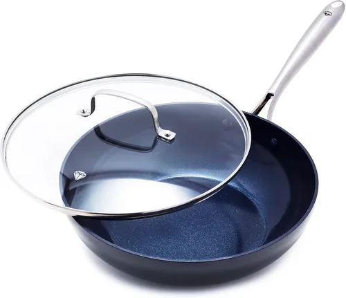 Miniatura 11 de Blue Diamond Cookware - Juego de ollas y sartenes de cerámica anodizada dura, antiadherente, 10 piezas, no tóxico, sin PFAS, apto para lavavajillas