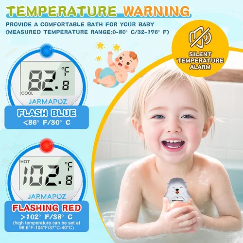 Miniatura 4 de Termómetro de baño para bebé, lindo termómetro flotante de nutria para recién nacidos y bebés, monitor de temperatura de habitación y bañera seguro