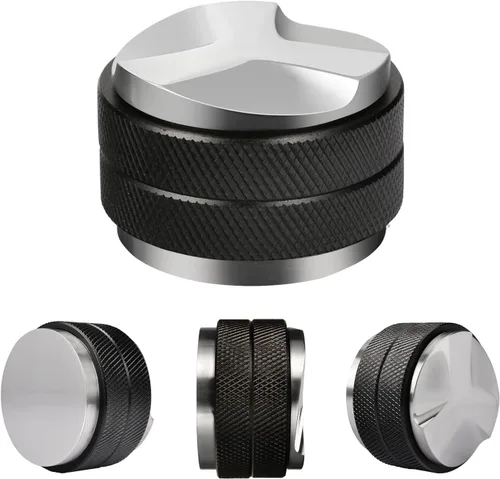 Manipulador espresso de 2.008 in, altura ajustable del distribuidor de café, nivelador de café que se adapta con doble cabeza dos en uno y tres