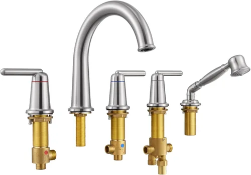 Miniatura 10 de Bathtub Faucet with Sprayer Bathroom Brass Roman Tub Faucet with Rough-in Valve Widespread Deck Mount Tub Filler Bronze WT-9808ORB02