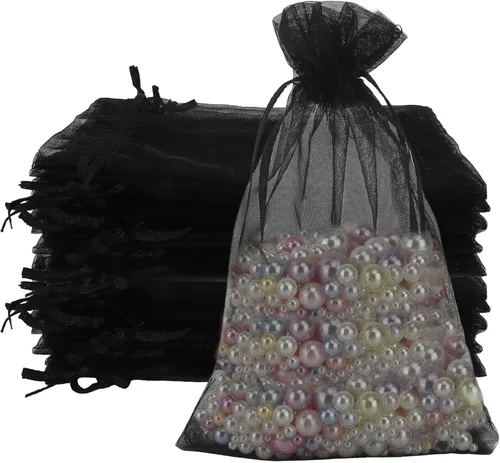 Miniatura 12 de Bolsas de organza de 4 x 6, 100 bolsas de malla transparente con cordón, pequeñas bolsas de regalo de malla, bolsas de regalo con cordón, bolsas