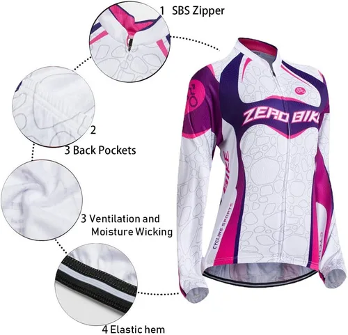 Miniatura 3 de Traje de ciclismo acolchado de gel 3D transpirable de manga larga para mujer, conjunto de pantalones de malla con protección UV