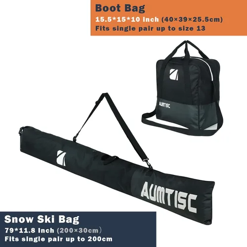 Miniatura 3 de AUMTISC Ski and Boot Bag Combo for Air Travel Flying, Padded Two-Piece Snow Ski Bags, Adjustable Length Ski Travel Bag for Skis Up to 200cm and