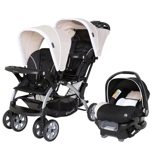 Miniatura 8 de Baby Trend Cochecito Doble para Bebés y Niños Pequeños y Combo de Asiento de Automóvil, Juego de 2 Piezas, Caqui - Dúo de Cochecito Portátil