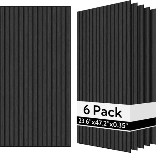 Miniatura 15 de Olanglab Paneles de pared acústicos de chapa de madera, paquete de 6, paneles de pared absorbentes de sonido de 23.6 x 47.2 pulgadas para decoración
