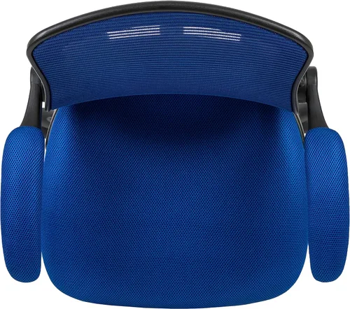 Miniatura 10 de Flash Furniture Kale Silla de dibujo ergonómica de malla azul con respaldo medio Anillo de pie ajustable, brazos abatibles