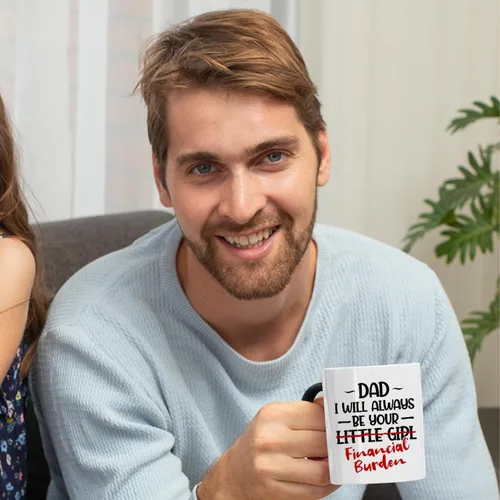 Miniatura 7 de Veracco Taza de café de cerámica con texto en inglés "Dad I will Always Be Your Little Girl" Financial Burden Financial Burden, taza para el mejor