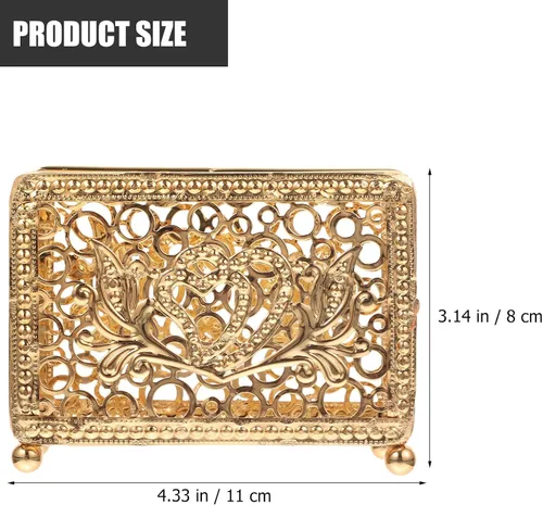Miniatura 2 de Hemobllo Retro Metal Napkin Holder Gold Rectangular Freestanding Napkin Stand Decorative Tissue Rack for Kitchen Dining Table Farmhouse