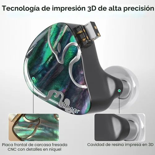 Miniatura 4 de HiFiGo IEMs Juzear x Z revisa Defiant in Ear Monitor, 1DD +3BA Hybrid Drivers Earphone, HiFi Wired Gaming IEM Auriculares con cable desmontable