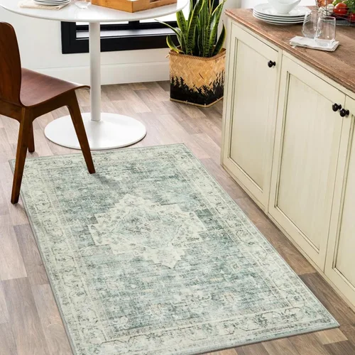 Miniatura 29 de LIVEBOX Alfombra lavable de 5 x 7 pies, para sala de estar, dormitorio, antideslizante, estilo bohemio, para interiores, para comedor, oficina