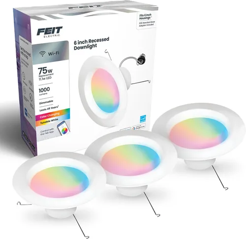 Miniatura 13 de Feit Electric - Focos empotrables LED inteligentes, 12-15 cm, Wi-Fi, regulables, cambian de color, 1000 lúmenes, 11.1 W (equivalente a 75 W)