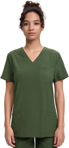 Miniatura 16 de floralhue Uniformes médicos para mujeres, blusas de uniforme médico suaves con cuello en V, uniforme médico elástico con 4 bolsillos, transpirable