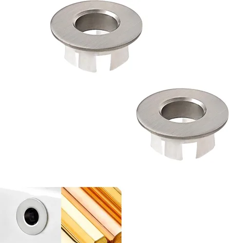 Miniatura 7 de Cubierta de desbordamiento para lavabo de baño, inserto de latón en agujero, tapas redondas, níquel cepillado, recipiente de cerámica de repuesto
