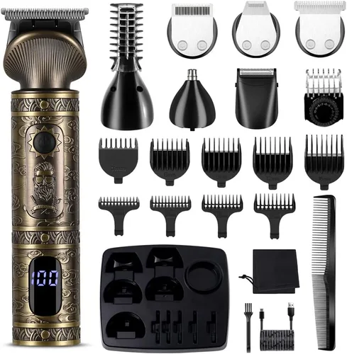 Miniatura 7 de Scttomon Recortadora de barba para hombres, kit profesional de aseo de barba para hombres, recortadora con hoja en T, afeitadora eléctrica, navaja