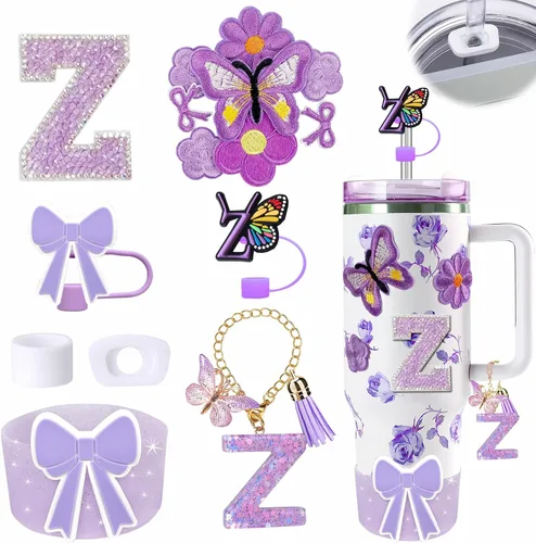 Miniatura 14 de 15 piezas de set de accesorios para vaso Stanley Cup 30oz 40oz con asa, incluye cubierta de pajita de silicona y bota, encanto de asa, encantos