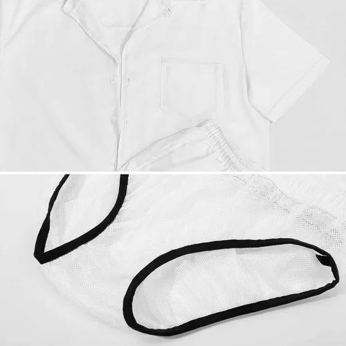 Miniatura 5 de Conjunto combinado de verano de dos piezas para hombre, traje de playa de leopardo, camisa hawaiana con botones