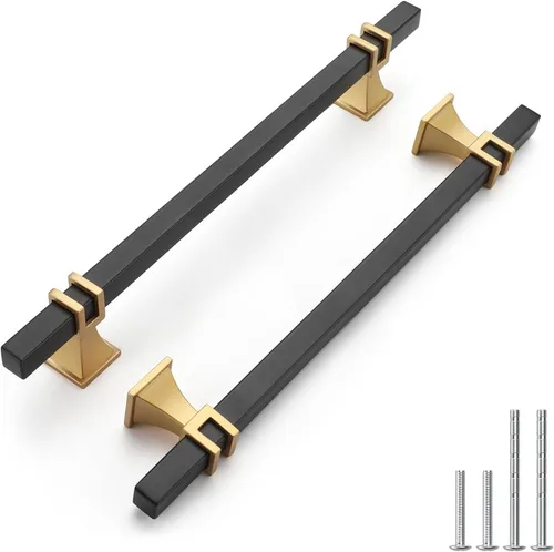 Miniatura 17 de Haliwu Paquete de 5 tiradores de gabinete con barra en T negra y dorada de 3 pulgadas, tiradores de puerta para armarios de cocina, manijas de zinc