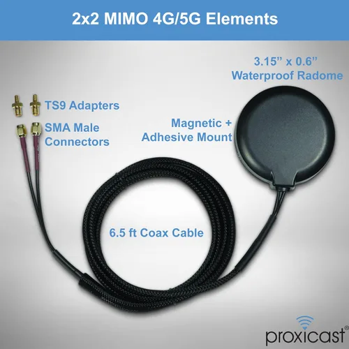 Miniatura 6 de Proxicast Antena de montaje magnético/adhesivo omnidireccional MIMO 4G / 5G de perfil ultra bajo para Verizon, AT&T, T-Mobile módems y enrutadores