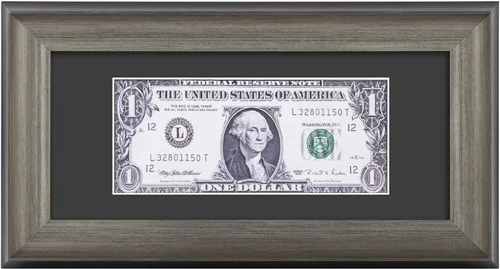 Miniatura 9 de Marco de billetes de dólar de 4 x 9 con paspartú, soporte de caballete para colgar de mesa o anillo en D, montaje en pared (negro/plateado, 1 unidad)