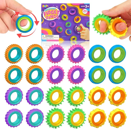 Miniatura 7 de Anillos sensoriales para inquietos para niños: paquete de 12 anillos giratorios - Juguetes de textura para el estrés de niños con autismo, calmantes