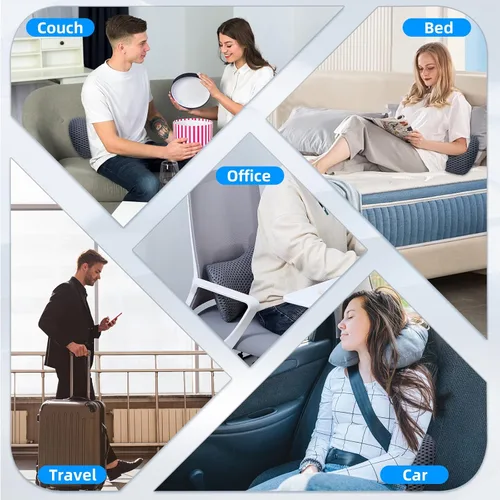 Miniatura 8 de Almohada lumbar, almohada de apoyo lumbar de espuma viscoelástica para silla de oficina y asiento de automóvil, almohada de apoyo para aliviar