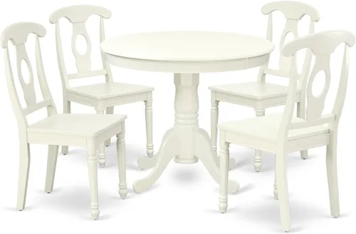 Miniatura 10 de East West Furniture El juego de habitación ANKE3-BLK-LC de 3 piezas contiene una mesa de cocina redonda con pedestal y 2 sillas de comedor tapizadas