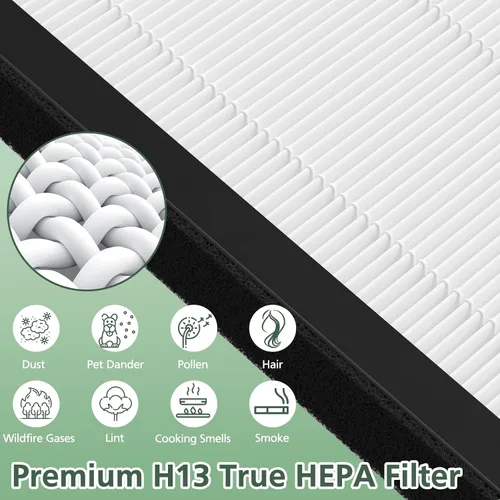 Miniatura 4 de Filtros de repuesto HEPA 9000 de ProHEPA compatibles con VEVA ProHEPA 9000 Air Pur ifiers, 2 filtros HEPA + 8 filtros de carbón activado