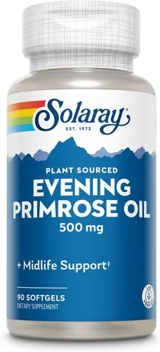 SOLARAY Aceite de onagra de alta potencia 500 mg – Soporte de mediana edad – Fuente de ácido gamma linolénico y ácido linoleico – Sin disolventes,