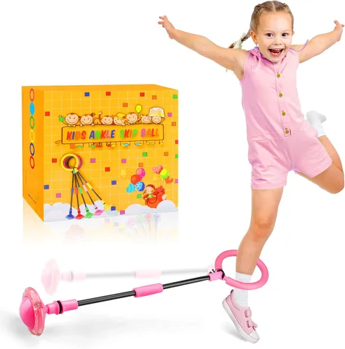 Chridark Pelota de salto de tobillo para niños, pelota plegable para saltar con rueda flash, juguetes de juego exterior para niños y adultos, regalo