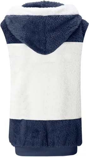 Miniatura 2 de Chaleco mullido de forro polar Sherpa para mujer, con cuello sin mangas, con cremallera, acolchado, con bolsillo