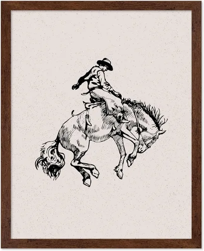 Miniatura 12 de Poster Master Póster de Rodeo marrón – Estampado retro de vaquero sobre caballo – Arte de vaquero – Arte occidental – Arte del salvaje oeste