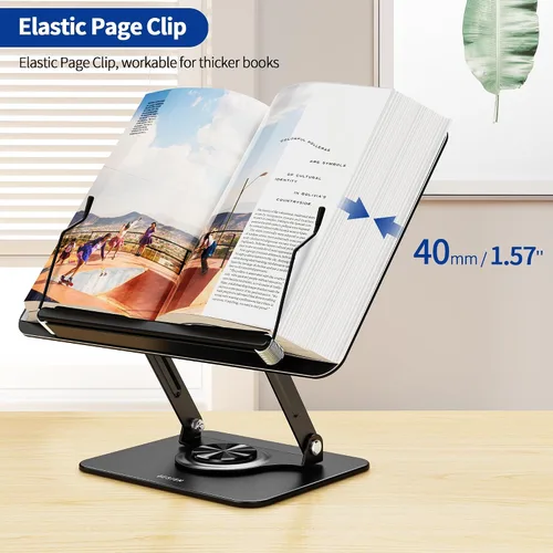 Miniatura 2 de BESIGN BS02 - Soporte de libro para lectura, soporte ajustable para libros, soporte ergonómico para laptop con clips elásticos para páginas