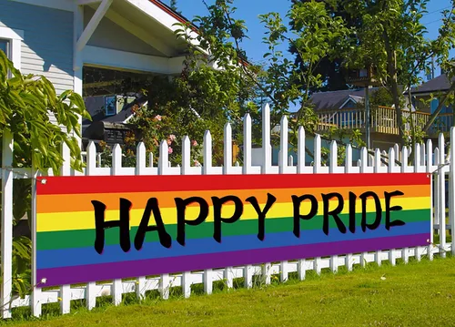 Nepnuser Cartel de Feliz Orgullo al aire libre del mes del orgullo LGBTQ + cartel de decoración de jardín para patio delantero