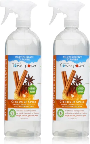 Natural Flower Power - Limpiador multiusos, espray de limpieza multisuperficie, aerosol de encimera, no tóxico, sin humos agresivos ni productos
