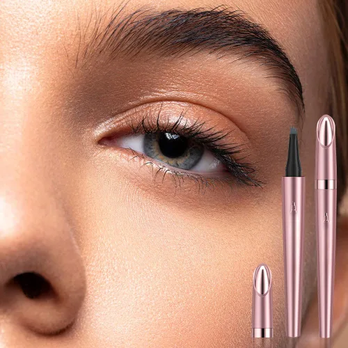 Miniatura 6 de 2 lápices de cejas impermeables, 4 puntas, maquillaje natural, trazo fino, mágico, 3D, microblading para mujeres (marrón oscuro)