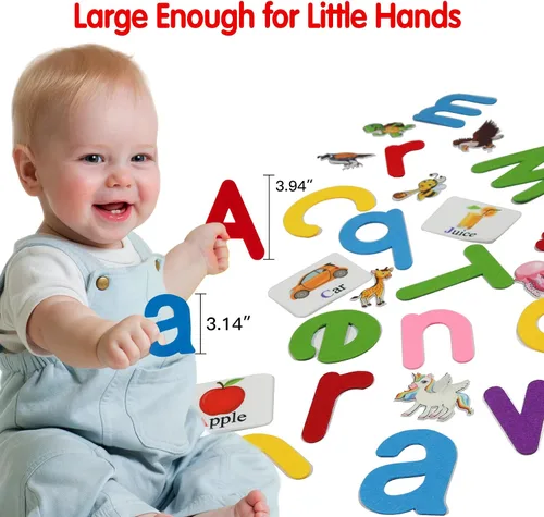Miniatura 5 de Craftstory 130 piezas de juguetes de aprendizaje del alfabeto, letras de fieltro, tablero Montessori para niños pequeños con tarjetas didácticas