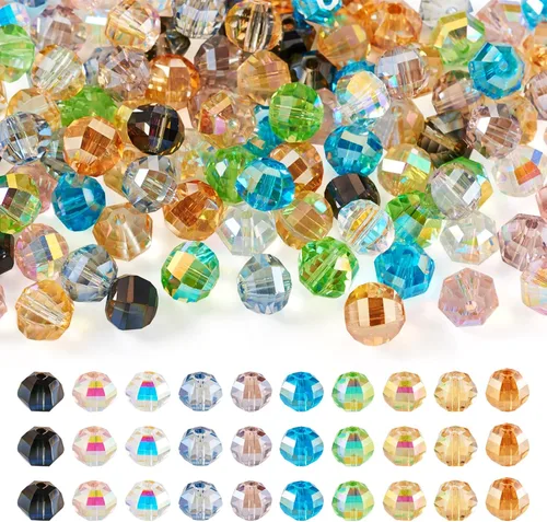 Craftdady 100 cuentas de vidrio Rondelle facetadas de 0.315 a 0.315 pulgadas, cuentas de cristal transparente sueltas redondas espaciadoras para