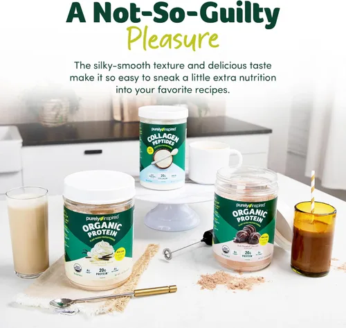 Miniatura 3 de Purely Inspired Batido de proteína orgánica en polvo, 100% a base de plantas con proteína de guisante y arroz integral