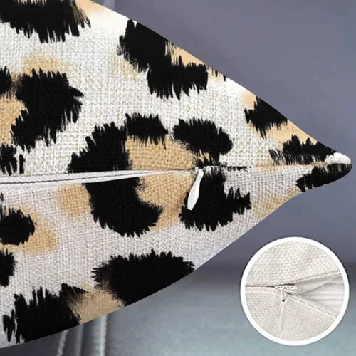 Miniatura 2 de Smooffly - Funda de cojín decorativa con estampado de leopardo para sofá, cintura lumbar, algodón y lino, rectangular, 12 x 20 pulgadas