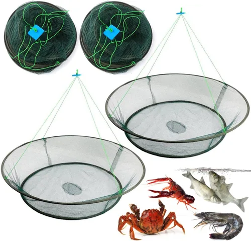 Miniatura 8 de Red y cesta de cangrejo portátil - Trampa de pesca plegable para pececillos, cangrejos y camarones