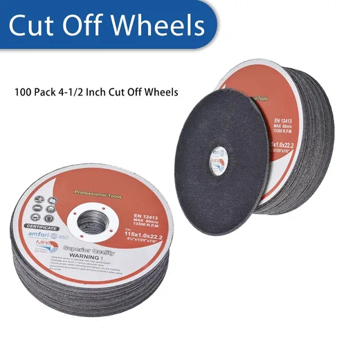 Miniatura 5 de WFLNHB Paquete de 100 ruedas de corte de 4-1/2 pulgadas para discos de corte de metal y acero inoxidable para amoladoras angulares de 4.5 x 0.040 x