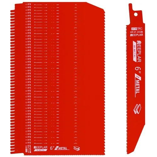 Miniatura 13 de Paquete de 25 hojas de sierra de 6 pulgadas 14/18 TPI de sierra alternante bimetálica para desmontaje automático de metal, hojas de sierra de 6