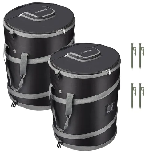 Contenedor de basura desplegable con divisor extraíble, paquete de 2, parte inferior resistente, almacenamiento plegable para campamento,