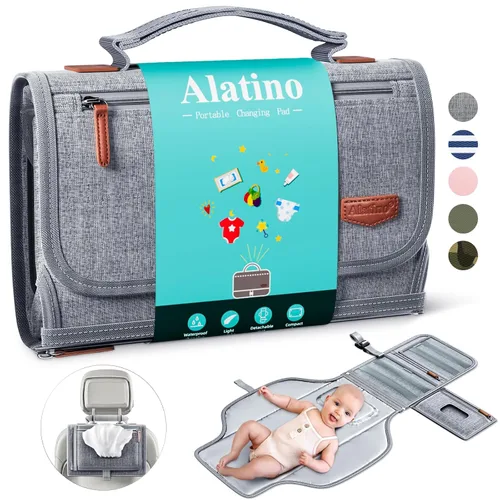 Miniatura 10 de Cambiador de pañales portátil con correa para el hombro, cambiador de viaje desmontable con bolsillo para toallitas para bebé, regalos para baby