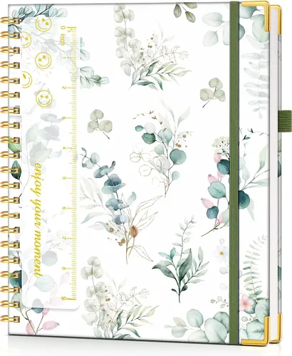 Cuaderno en espiral de tapa dura de 8.5 x 11 pulgadas, cuadernos A4 grandes y bonitos para mujeres y hombres, cuaderno rayado a rayas